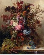 unknow artist, Floral, beautiful classical still life of flowers.075